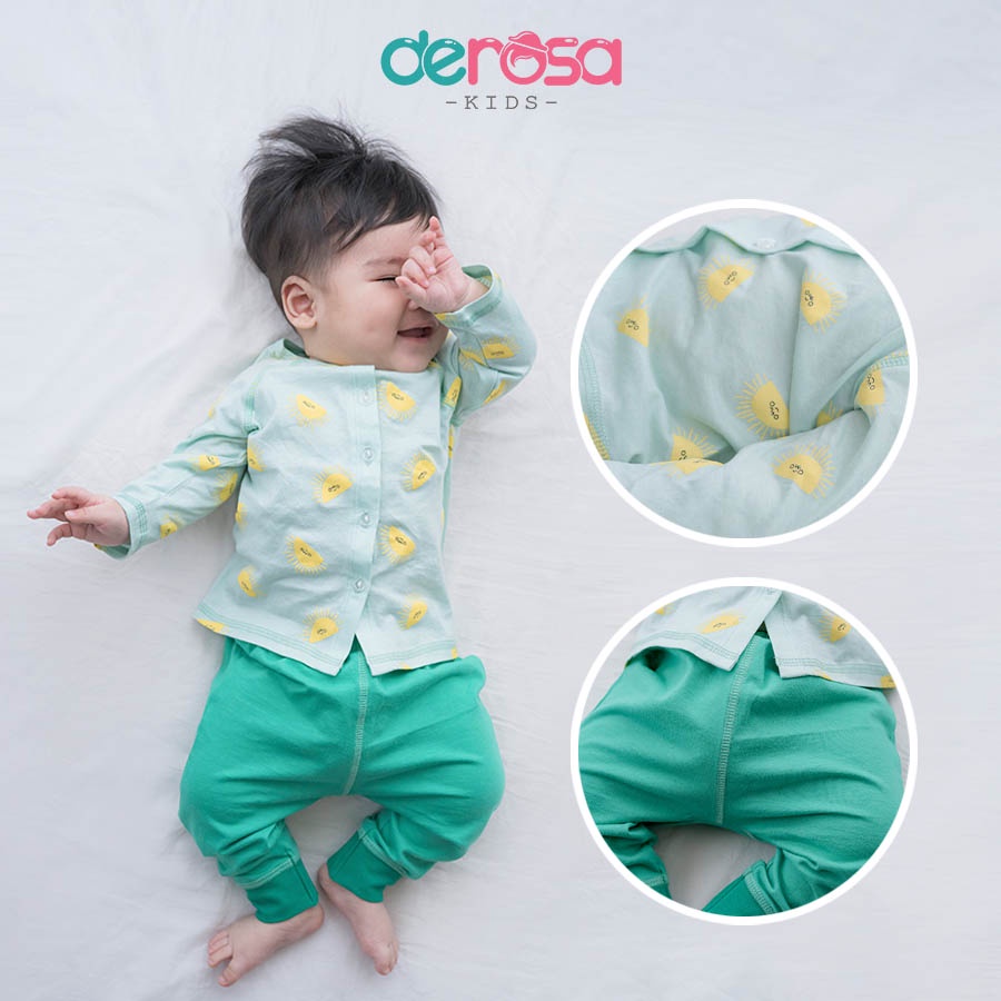 Bộ quần áo sơ sinh dài tay cho bé trai và bé gái DEROSA KISD chất liệu cotton 0 - 9 tháng TS 6870-667B