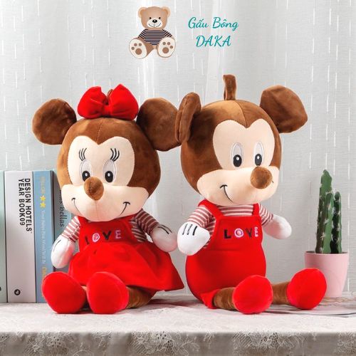 Gấu Bông Chuột Micky Màu Đỏ Thêu Chữ LOVE Nam Nữ Đáng Yêu Cho Bé Cao Cấp DAKA