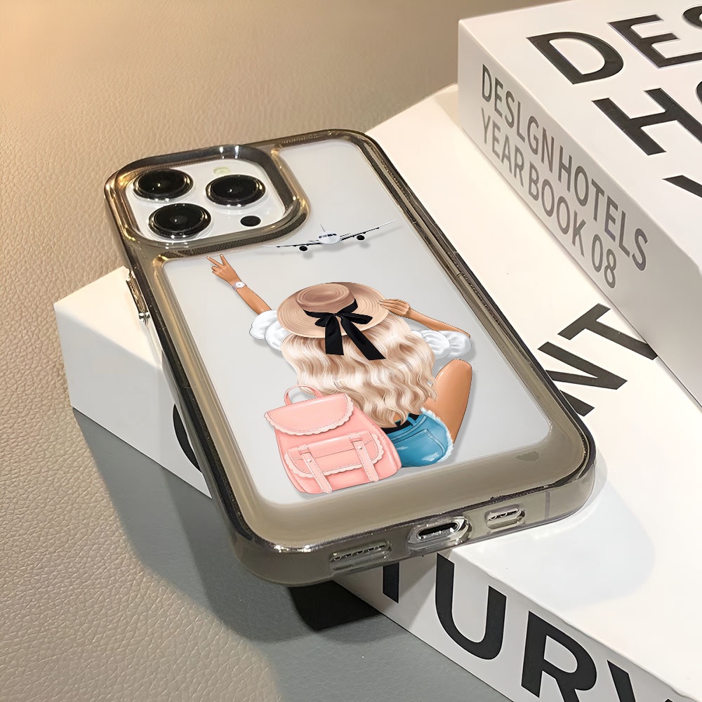 Ốp Điện Thoại Trong Suốt Hình Cô Gái Không Gian Cho iphone 14 Pro Max 13 11 12 7Plus X XR XS Max 8 7