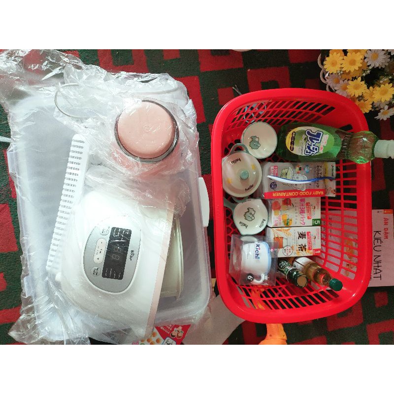 Set bát sứ màu xanh cho bé ăn dặm kèm khay mây cho bé ăn dặm ạ, combo bát ăn dặm