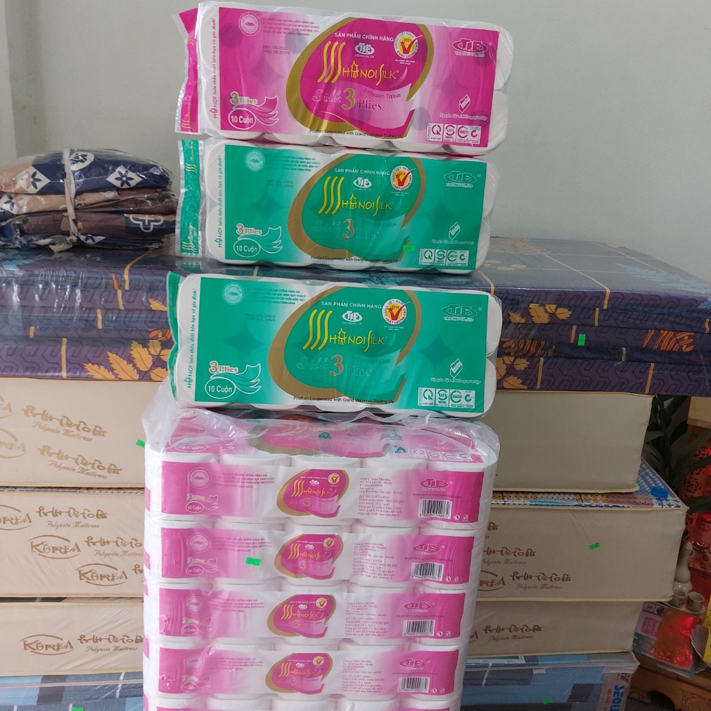 Giấy vệ sinh Hà Nội bịch 10 cuộn   siêu dai siêu mịn lhh