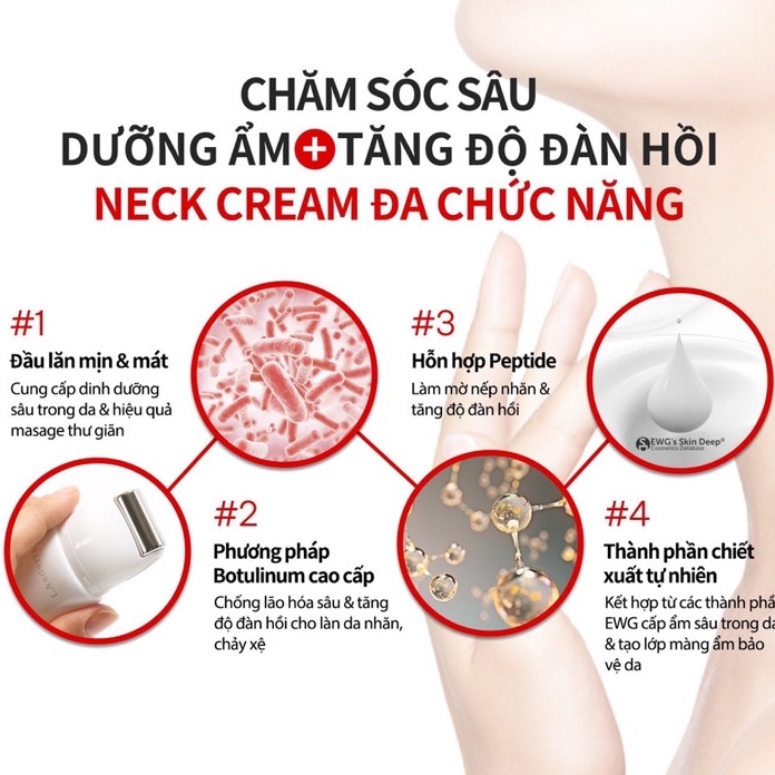 Kem dưỡng da giảm nếp nhăn vùng cổ - La Bonita Peptide Roller Neck Cream 50ml