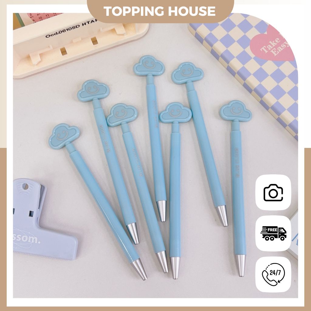 Bút Bi Mực Gel Bấm Hình Đám Mây Nét Ngòi 0.5mm Cho Học Sinh/Văn Phòng - DC36 - Topping House