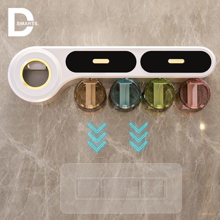 Kệ dán tường nhà tắm để bàn chải, nhả kem đánh răng chịu lực kèm miếng dán