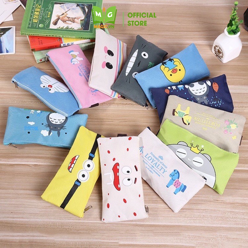 Túi Đựng Bút Vải Canvas MAGIC Bóp Viết Hộp Bút Vải Cute Nhiều Mẫu, Dụng Cụ Học Tập, Đồ Dùng Học Tập Dễ Thương Giá Rẻ HB5