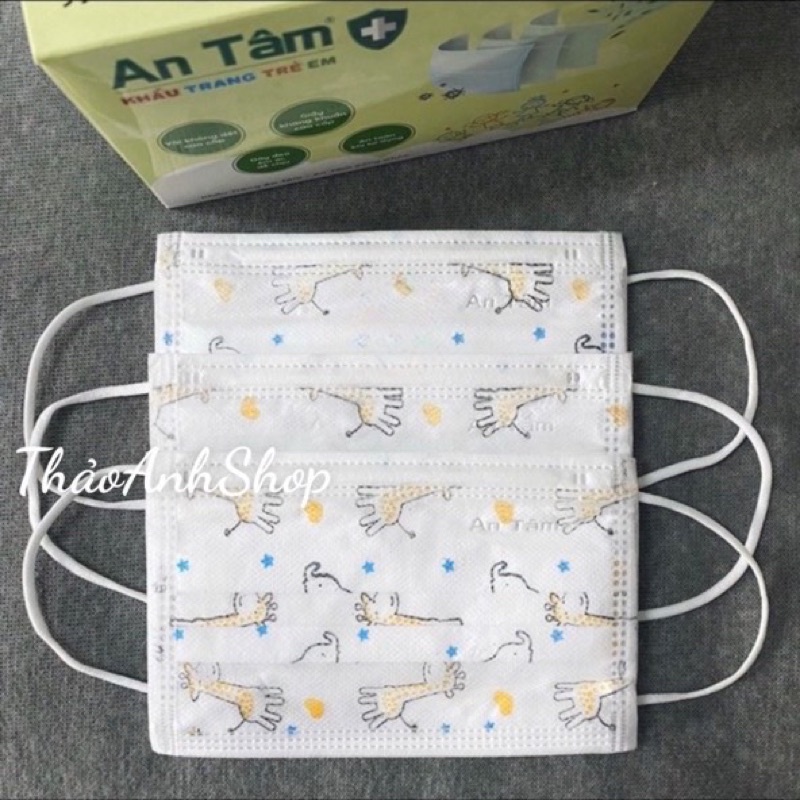 Khẩu trang y tế bé An Tâm 3 lớp kháng khuẩn hộp 50 cái mix nhiều hình