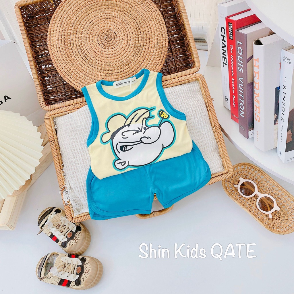 Full Size  Bộ Ba Lỗ Chất Tnun Lạnh Minkey BaBy In Hình Siêu Xinh Dành Cho Bé Trai Và Bé Gái