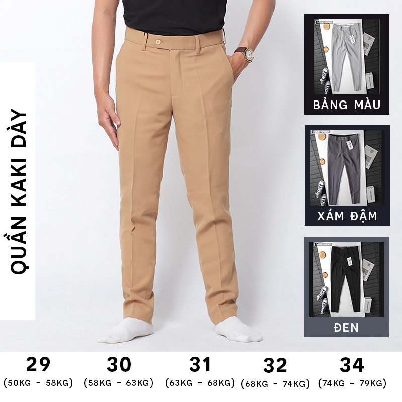 Quần Tây Dài Nam RURUMEN Chất Kaki Mềm VNXK Đen, Xanh, Xám Giá Sỉ