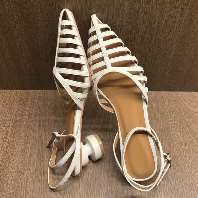Giày Sandanls Cao Gót Mũi Nhọn Đan Dây Size 35-42 Cho Nàng Ngoại Cỡ