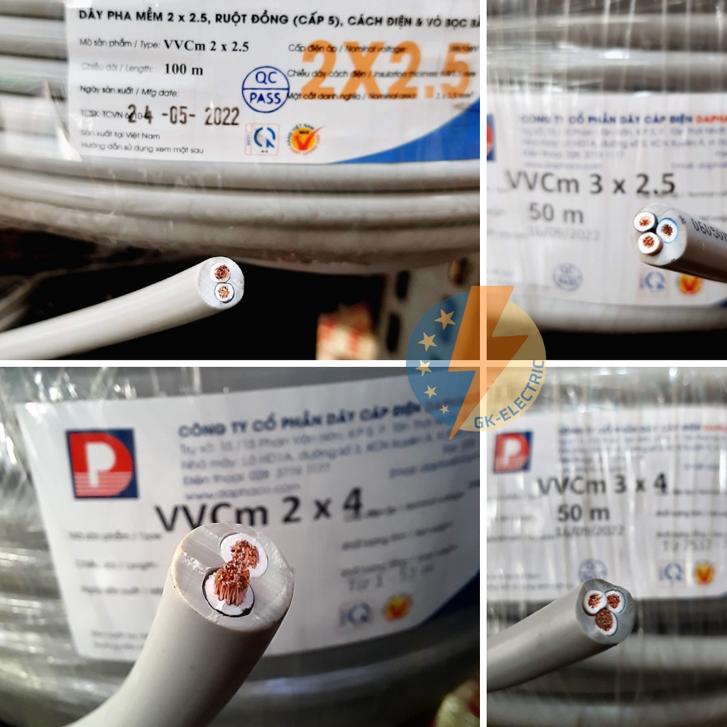 Dây điện VVCm Lion 2,3 ruột xám tròn mềm 300/500V - bán lẻ 5m tới