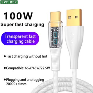 Cáp sạc siêu nhanh 100W Cáp dữ liệu PD trong suốt USB C Dây sạc nhanh Type-C Dây sạc nhanh cho điện thoại Android