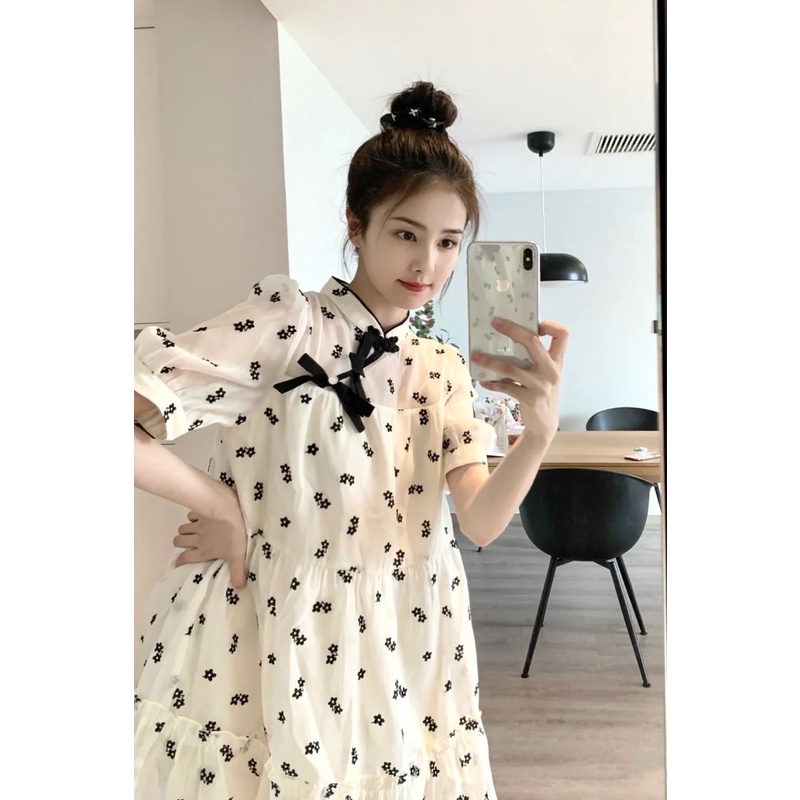 Đầm Sườn Xám Cách Tân plus Size Họa Tiết Hoa Thời Trang Mùa Hè Cho Nữ