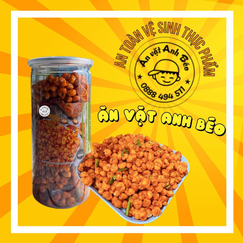 Bắp Sấy Khô Bò Lá Chanh Siêu Giòn Vị Đặc Biệt Hũ 350g, Đồ Ăn Vặt Siêu Ngon - Ăn Vặt Anh Béo