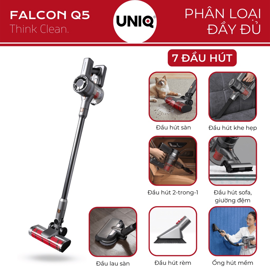 Đầu hút sàn và Đầu lau sàn và Đầu hút sofa đệm của máy hút bụi UNIQ FALCON Q5