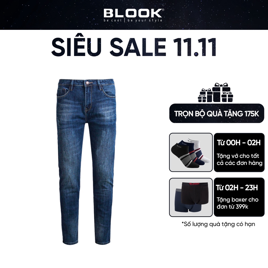 Quần Jeans BLOOK form slimfit ống đứng , không rách co giãn mã 80603 [ HÌNH THẬT)
