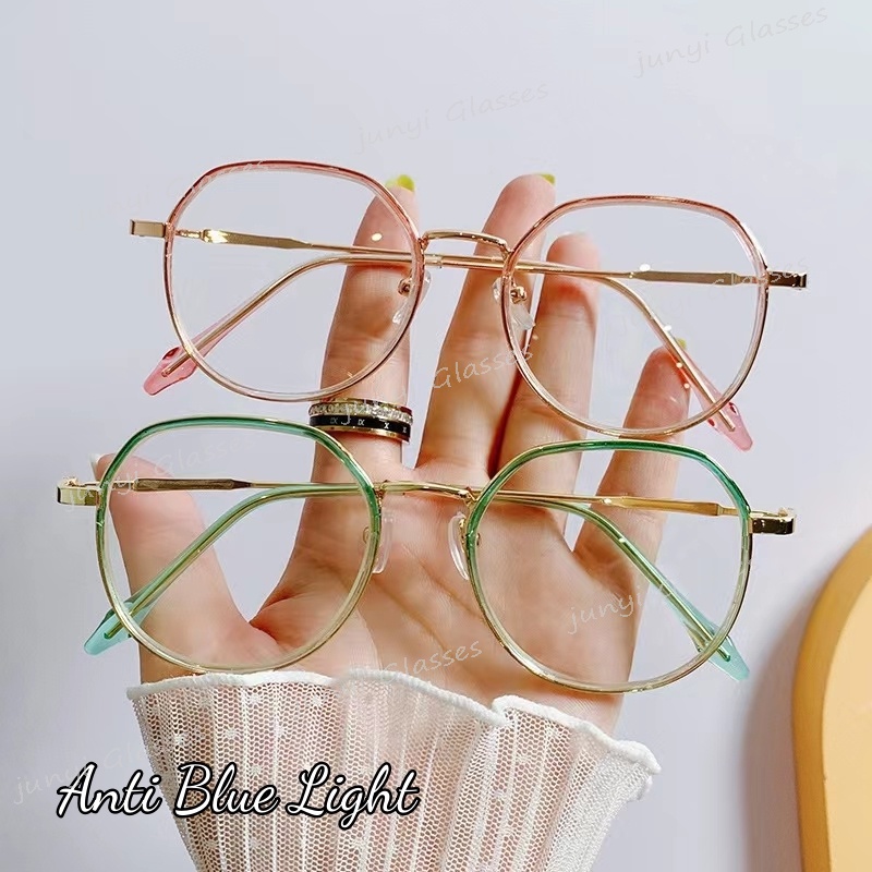 Mắt Kính Gọng Tròn Bằng Kim Loại Chống Bức Xạ &amp; Ánh Sáng Xanh Trong Suốt Cho Nam &amp; Nữ