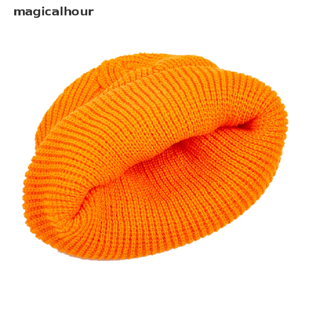 Magicalhour ^ ^ Mũ Len Beanie Dày Màu Đen Thời Trang Mùa Đông Mới Cho Nữ