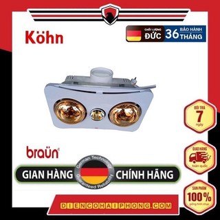 Đèn sưởi 2 bóng âm trần Kohn BK02G có khiển
