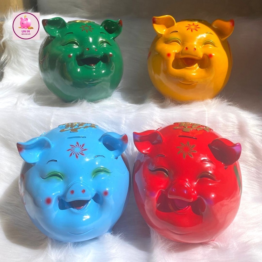 Heo đất tiết kiệm, Ống heo bỏ tiền Chữ Lộc size Đại, mẫu Heo cười Tít Mắt cực đáng yêu