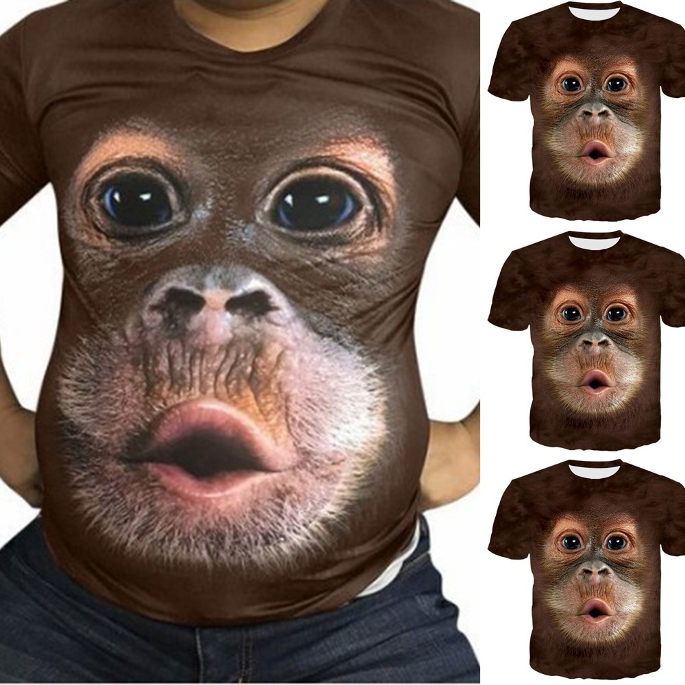 Áo Thun Tay Ngắn In Hình Khỉ Gorilla 3D