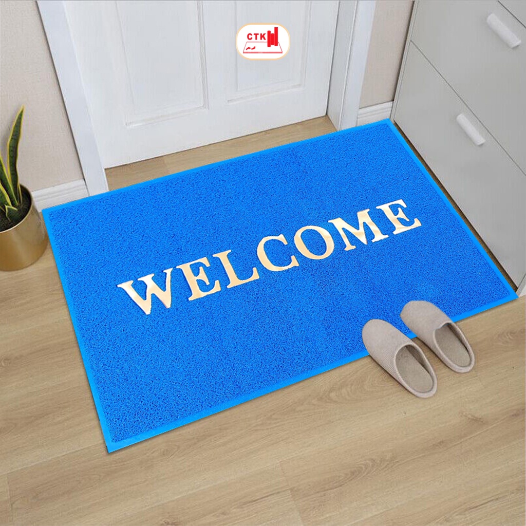 Thảm nhựa chùi chân Welcome size nhỏ, chống thấm nước 40cm x 60cm, 50cm x 70cm, 60cm x 90cm