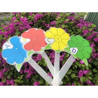 Hoa xoay trắc nghiệm 8 cánh, đáp án a, b, c, d, đ, s , mếu, cười , đồ dùng dạy học, giáo cụ học tập
