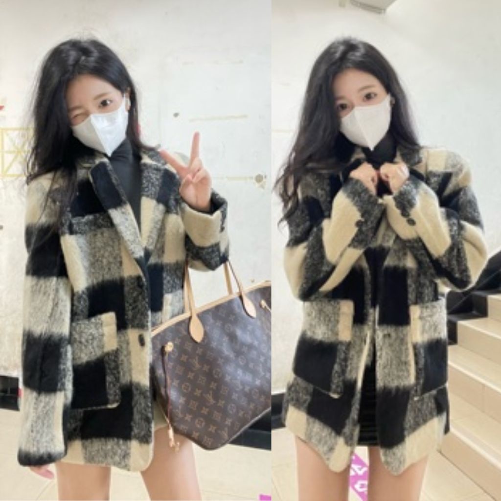 Áo dạ blazer caro nữ, áo khoác dạ vest dày dặn chất liệu cao cấp order Taobao nhà Oanhdilys