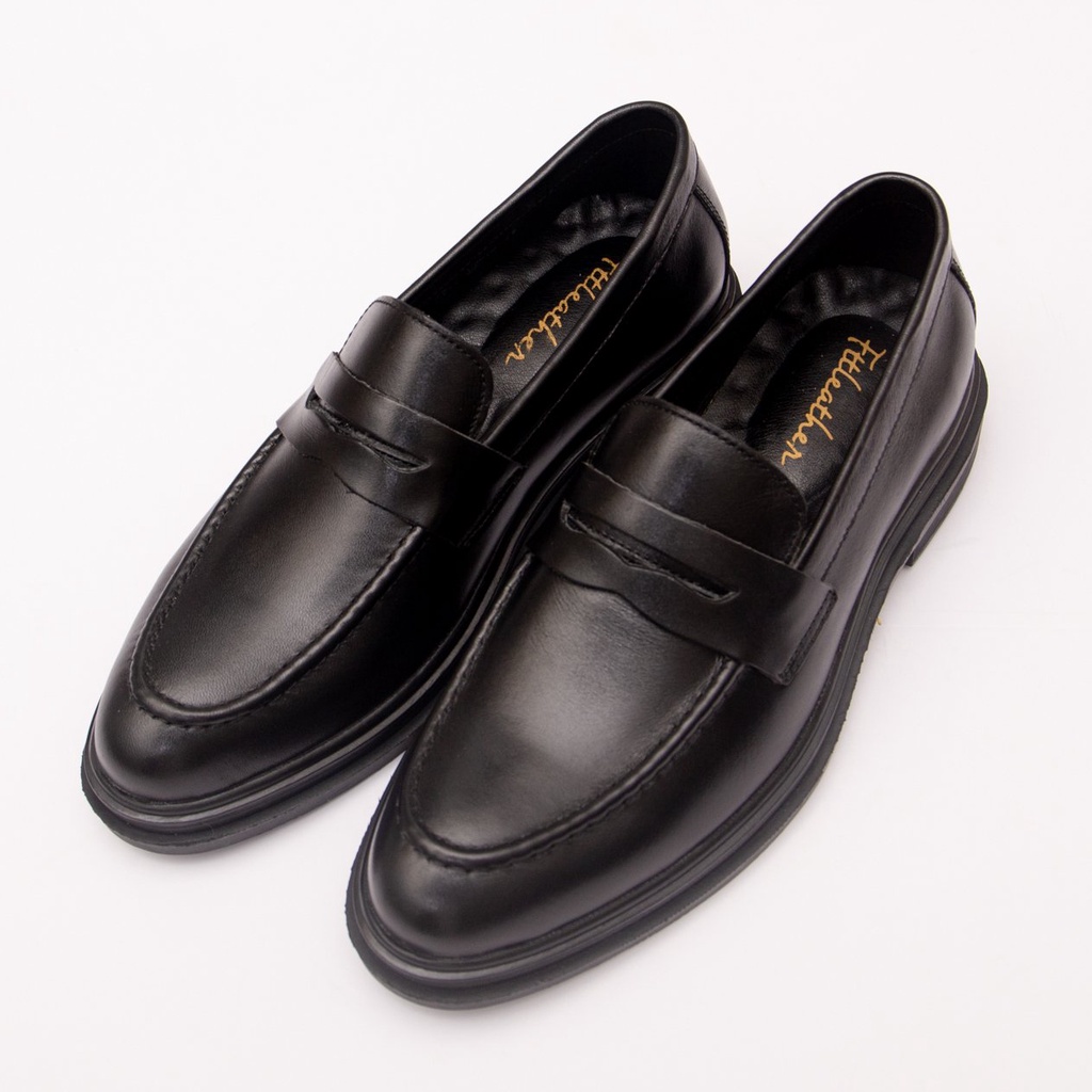 Giày da bò nam FTT Leather dáng lười Penny Loafer trơn độn đế ẩn tăng chiều cao