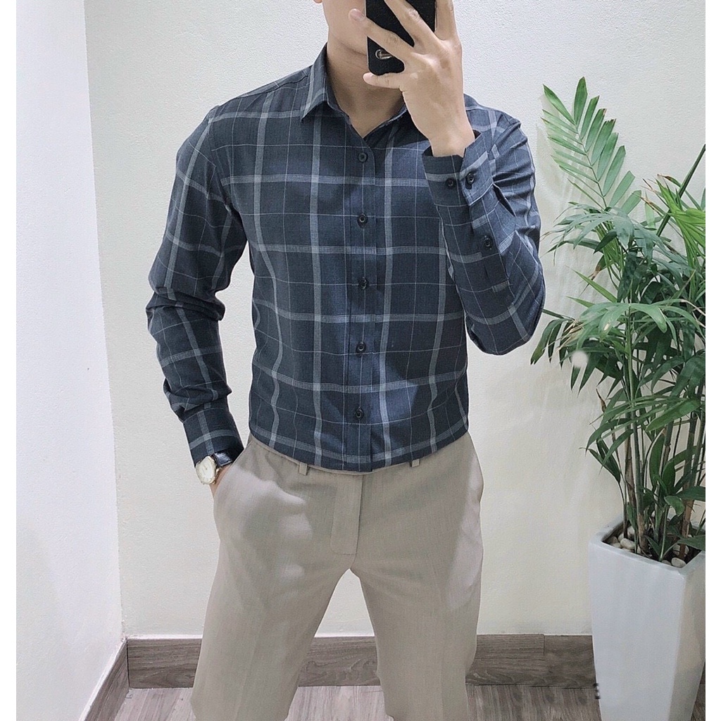 Áo sơ mi kẻ nam công sở Heaven Classic hàng thiết kế chất liệu sợi sồi chống nhăn cao cấp