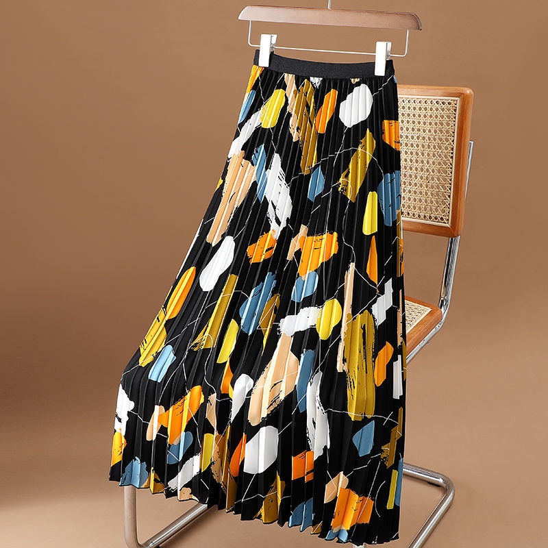 Chân Váy Voan Chữ a Lưng Thun Co Giãn In Họa Tiết Tranh Sơn Dầu Mẫu Mới 2022 Thời Trang Mùa Hè Cho Nữ
