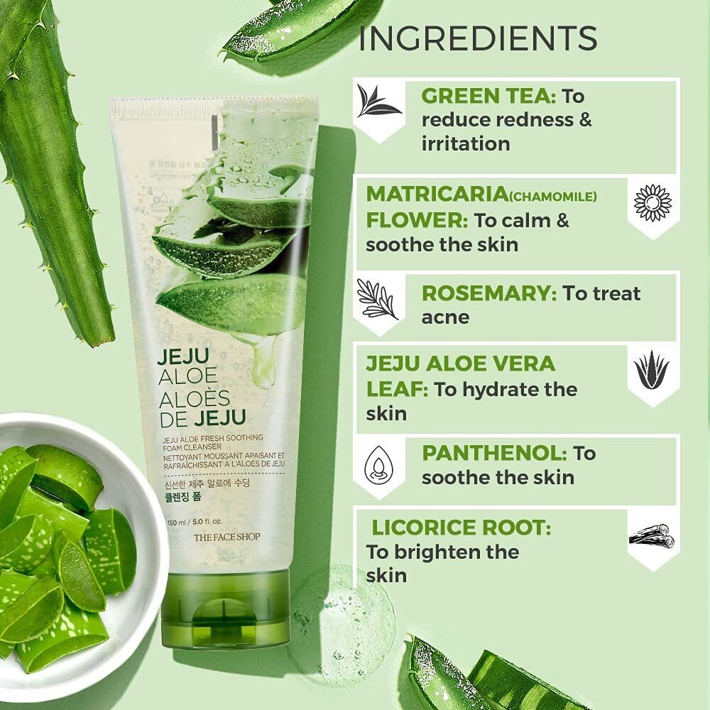 Sữa Rửa Mặt Dưỡng Ẩm Từ Lô Hội The Face Shop Jeju Aloe Fresh Soothing Foam Cleanser 150ml