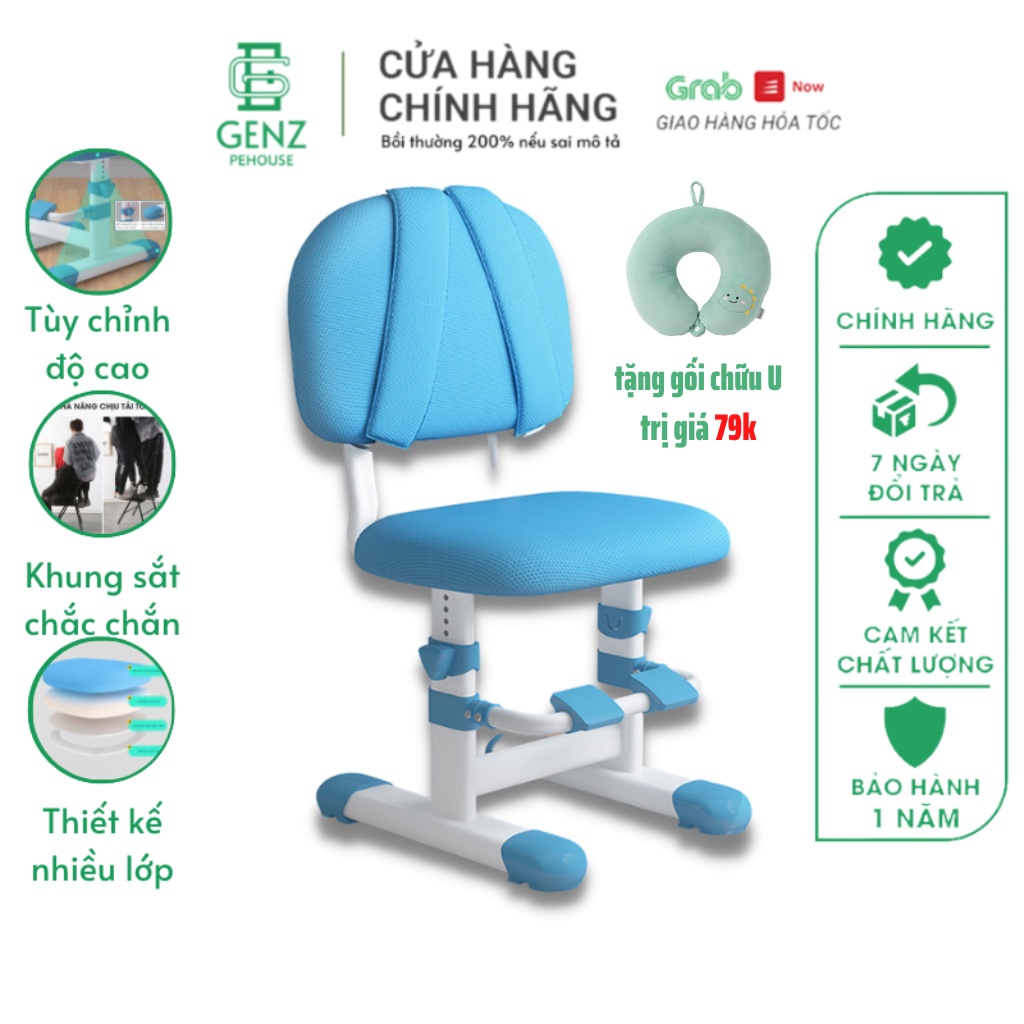 Ghế Học Sinh Chống Gù Chống Cận Tăng Chỉnh Chiều Cao Có Gác Chân, Ghế Ngồi Học Cho Bé Bọc Đệm Ngồi Êm Ái