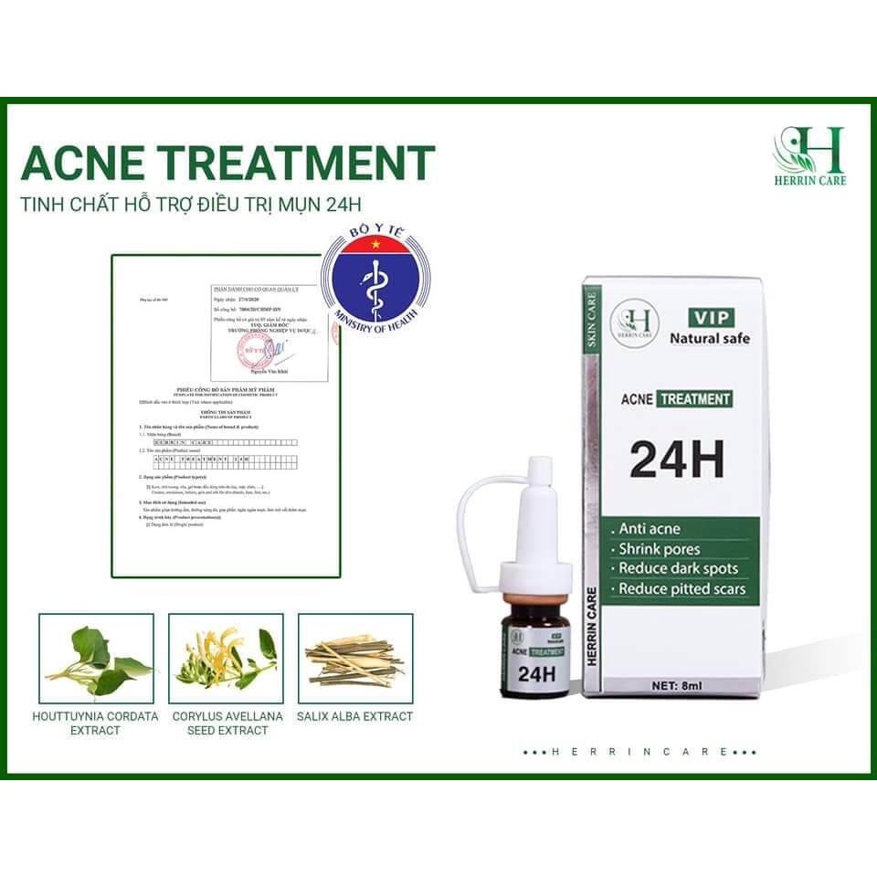 ✔️ CHÍNH HÃNG HERRIN Tinh chất Mụn 24h - Acne Treatment tặng 01 gói bông tẩy trang