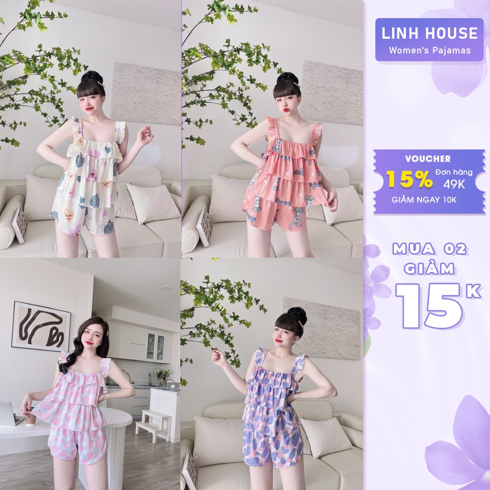 Bộ đồ ngủ pijama nữ cao cấp chất lụa latin thêu mềm mại thoáng mát không xù nhăn bai nhão s202 - Đồ ngủ cao cấp Vy Linh