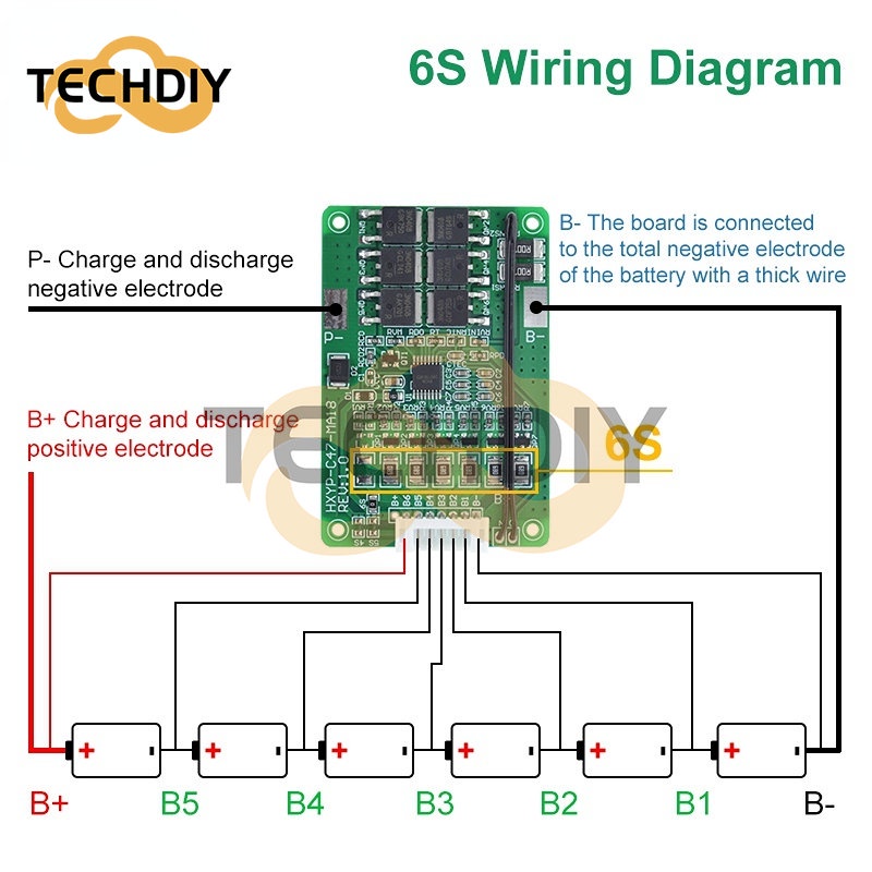 Bảng Mạch Bảo Vệ Pin Lithium 4S / 5S / 6S / 7S BMS 16.8V 21V 20A 18650 Sự Bảo Vệ