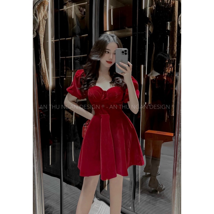 (MẪU MỚI) ĐẦM NHUNG CỨNG CÚP NGỰC VELVETS 2 MÀU ĐỎ ĐEN TONE DỄ MẶC CHO CÁC CHỊ EM UP VALENTINA