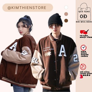 Áo khoác bomber áo khoác bomber unisex, phối màu nâu nude dưới 65kg - ak06