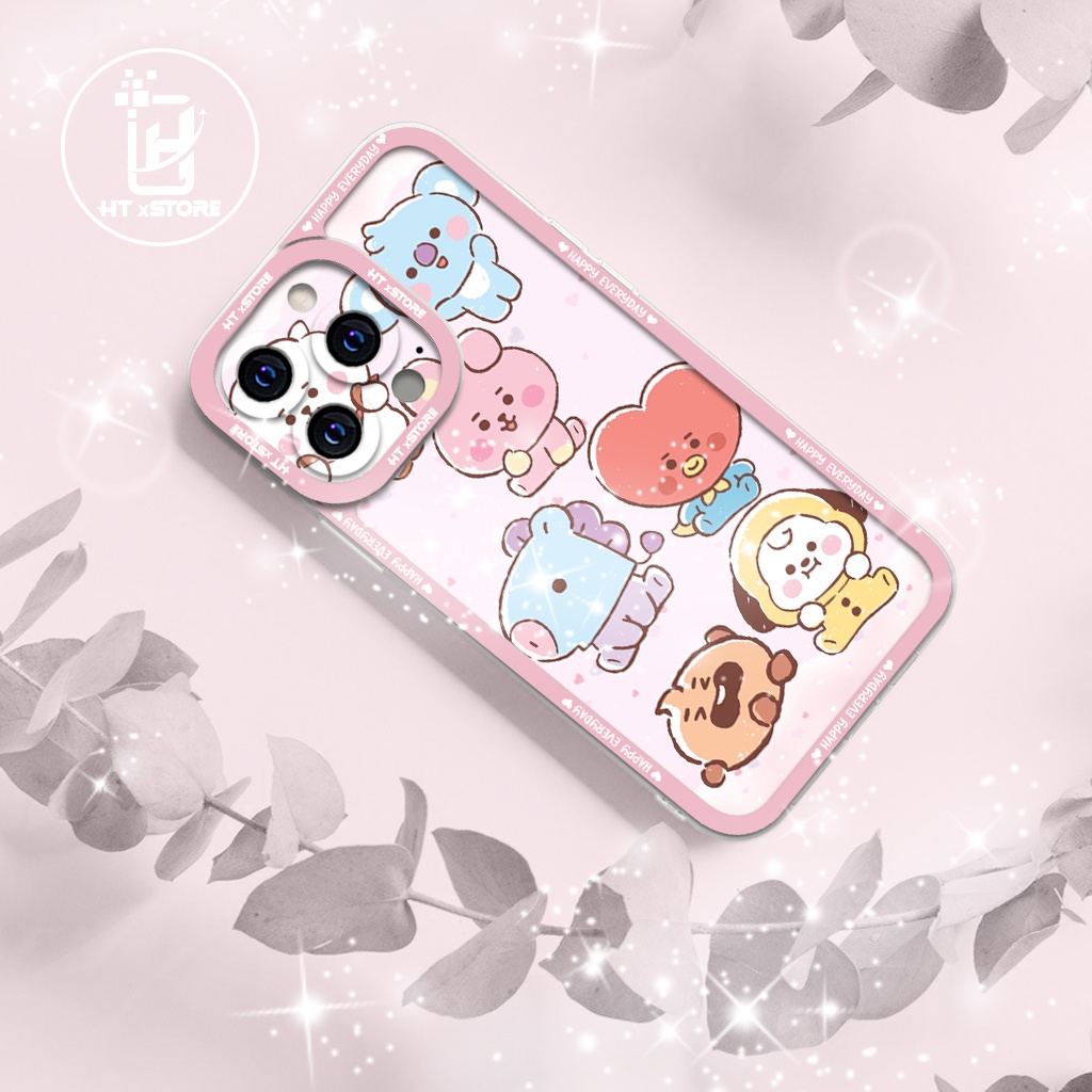 Ốp lưng iphone cạnh vuông in hình BTS BT21 baby chibi , ốp hoạt hình cute anime kawaii HT xStore