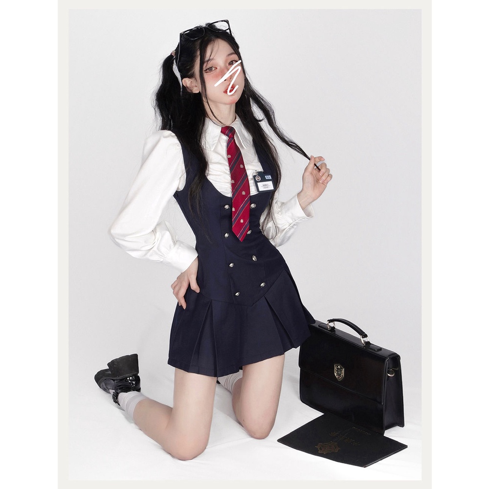 Set of Long Sleeve Waist Shirts + School Uniform Skirts