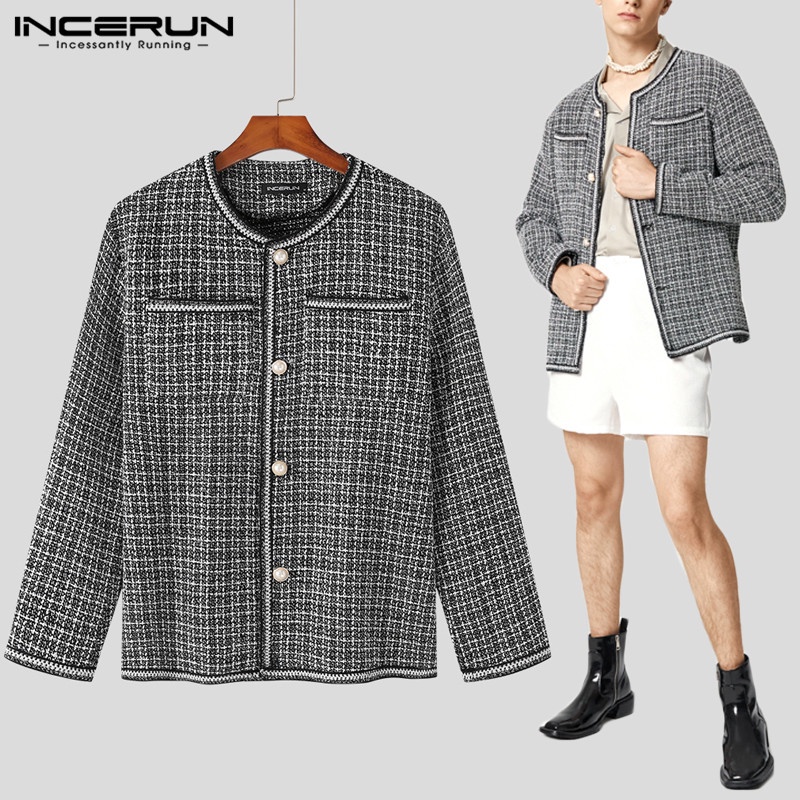 Áo khoác INCERUN dệt kim tay dài đính nút kiểu hở phong cách vintage thanh lịch dành cho nam | BigBuy360 - bigbuy360.vn