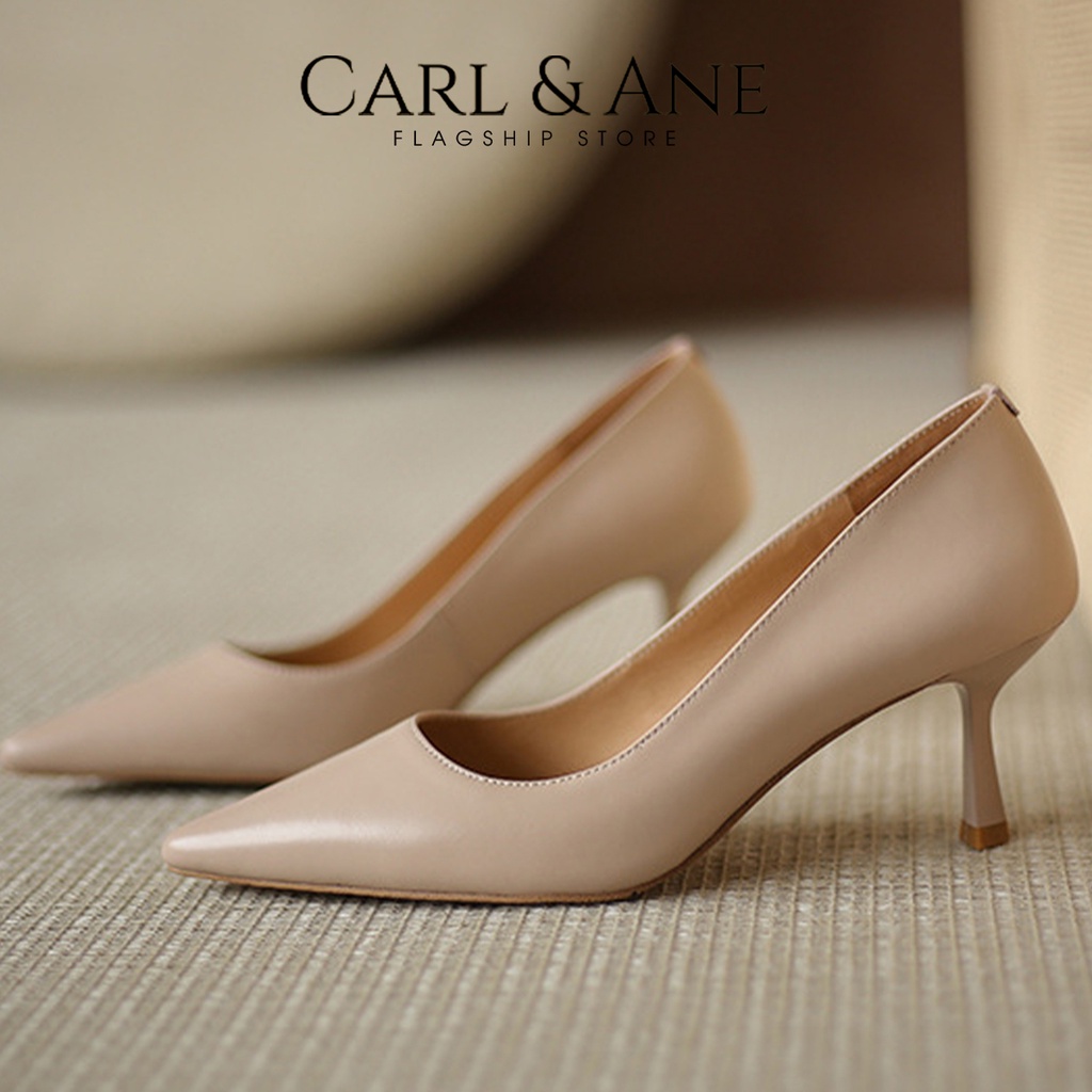 Carl & Ane - Giày cao gót nữ bít mũi đơn giản thời trang màu đen _ EP010