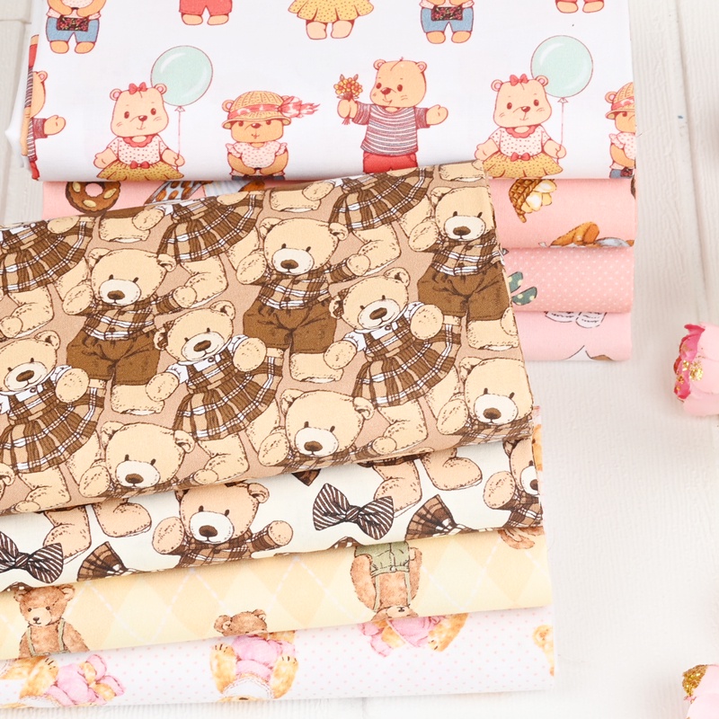 Vải bông gấu đáng yêu để may khăn giấy quilting vải chất liệu may vá tự làm thủ công