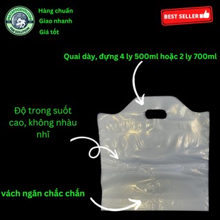 Túi PE 2 ngăn đựng trà sữa, Bịch đôi, Bịch nylon 2 ngăn LOẠI CAO CẤP
