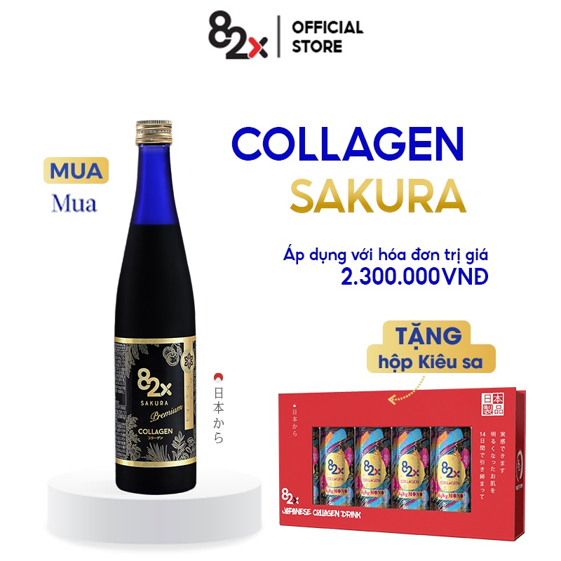 82X COLLAGEN SAKURA PREMIUM (DÒNG CAO CẤP) Dạng Nước 120.000mg Collagen Peptide, Nước Uống Đẹp Da Đến Từ Nhật Bản 500ml