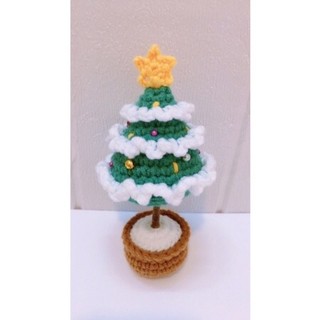 Chậu cây thông noel mini bằng len handmade (tặng kèm đèn led nhấp nháy)