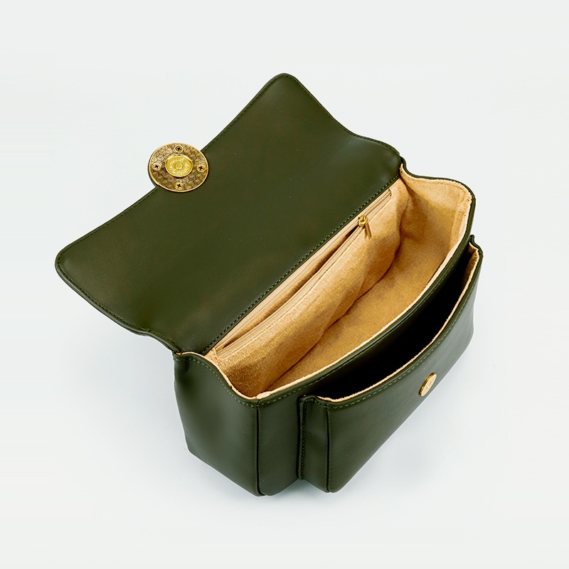 IELGY Túi Đeo Vai Da pu Phối Dây Xích Phong Cách Cổ Điển Thời Trang Cho Nữ