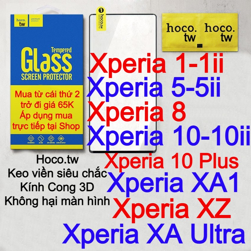 Kính cường lực Hoco.tw mẫu 2021 cho Sony Xperia 10ii/8/1ii/10 Plus/10/5/1/5ii/XA1/XZ/XA Ultra