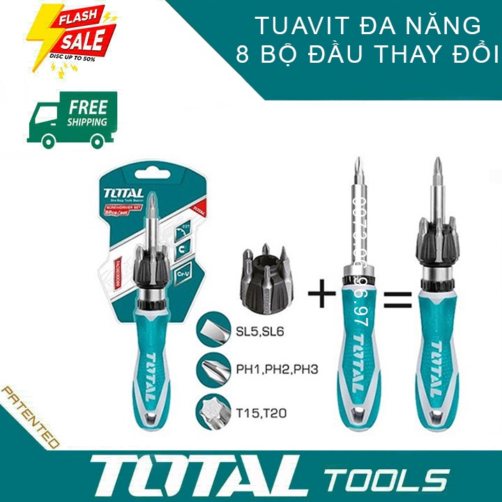 Tua vít đa năng 8 bộ đầu vít thay đổi, sửa chửa mạch vi tính các linh kiện ốc nhỏ tỉ mỉ - Sản phẩm chính hãng TACSD30086