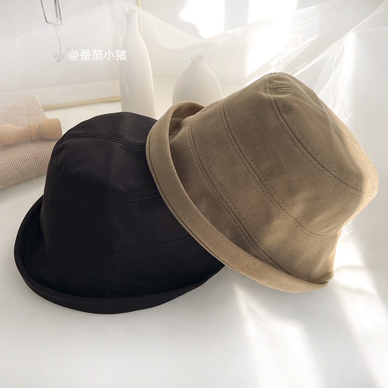 Mũ Bucket Len Dày Dặn Giữ Ấm Mùa Thu Đông Kiểu Dáng Đơn Giản Lưng Ngắn Phong Cách Hàn Quốc Cho Nữ