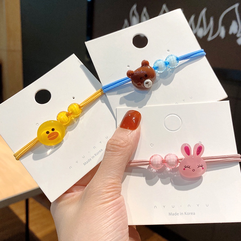 ※NOON※ 1pc random 1 Dây Cột Tóc Hình Gấu Hoạt Hình Phong Cách Hàn Quốc